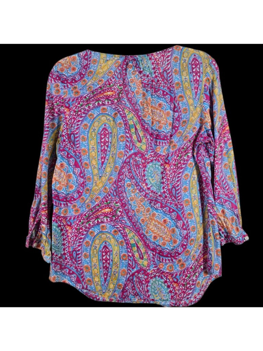 Lauren Ralph Lauren Womens Colorful Paisley Cotton Ruffle Neckline Top Medium - Picture 5 of 9